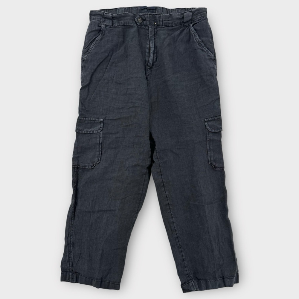 Rachel Roy Cargo Pants Womens‎ Large Relaxed Fit Linen Gray Utility Casual Boho